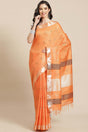 Buy Silk Blend Zari Woven Saree in Light Orange Online