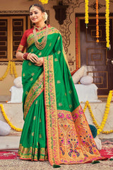 Green Paithani Silk Saree