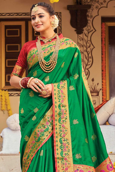 Green Paithani Silk Saree