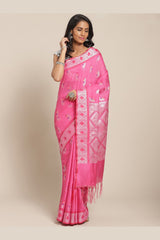 Buy Cotton Silk Woven Saree in Pink