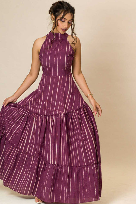 Shibori Maxi Dress In Purple