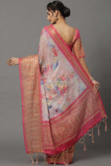 Soft Silk Floral Saree In Mauve