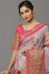 Soft Silk Floral Saree In Mauve