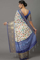 Soft Silk Polka Dot Saree In Off White