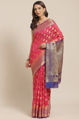 Buy Cotton Silk Woven Saree in Pink