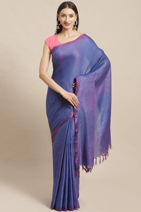 Buy Cotton Silk Woven Saree in Blue