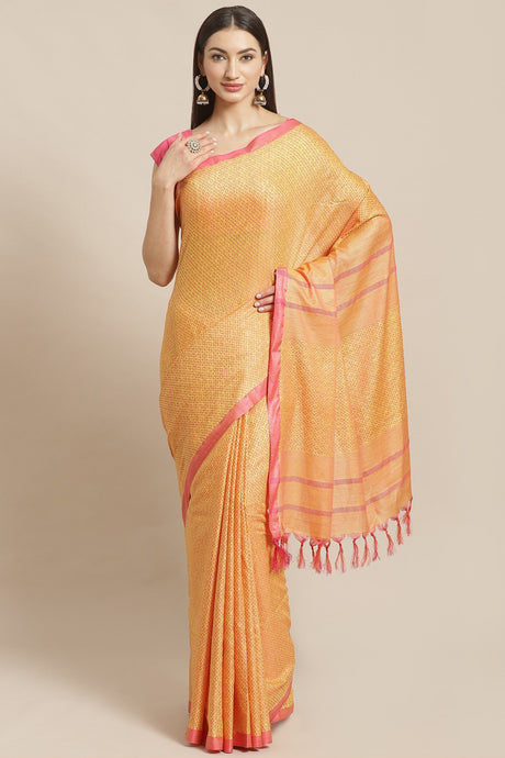 Buy Cotton Silk Woven Saree in Yellow