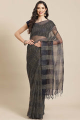 Buy Art Silk Woven Saree in Navy Blue Online