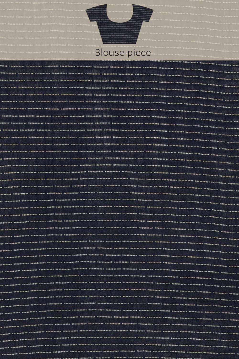 Buy Silk Blend Zari Woven Saree in Navy Blue Online - Zoom Out