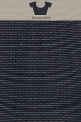 Buy Silk Blend Zari Woven Saree in Navy Blue Online - Zoom Out