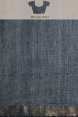 Buy Blended Silk Zari Woven Saree in Navy Blue Online - Zoom Out