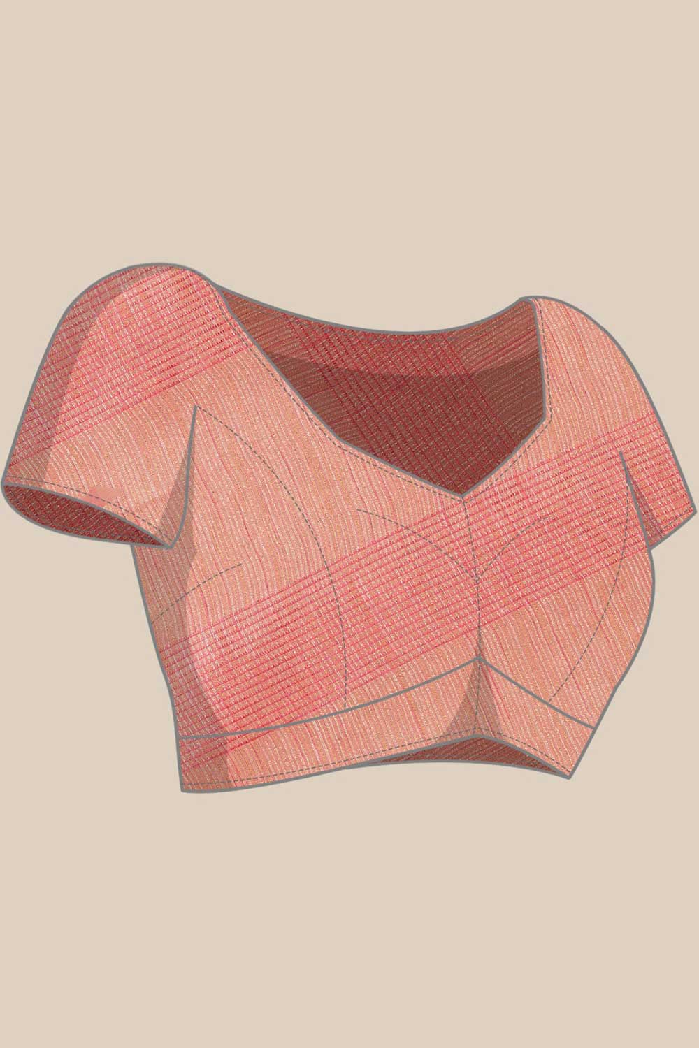 Buy Art Silk Woven Saree in Peach Online - Zoom In