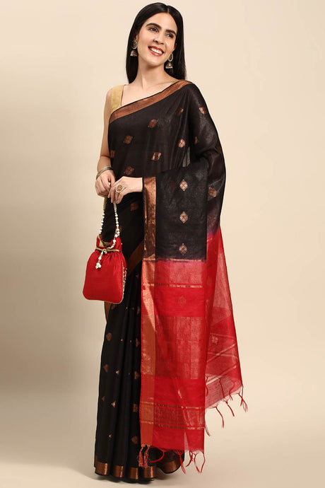 Black Art silk Indian Saree