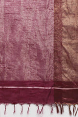 Buy Blended Silk Zari Woven Saree in Dark Purple Online - Side