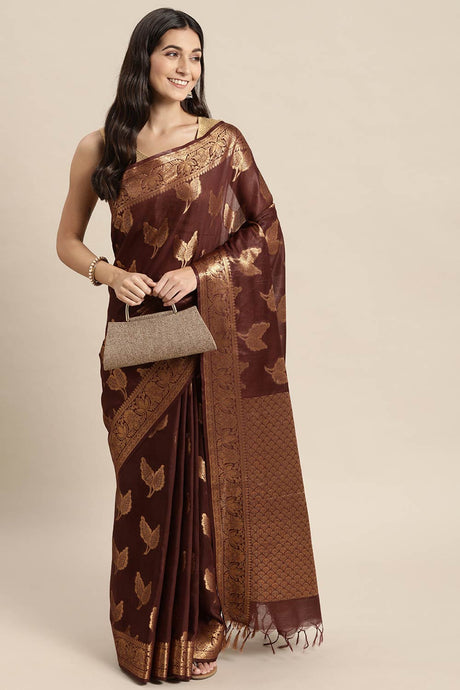 Brown Art Silk Indian Saree