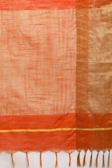 Buy Blended Silk Zari Woven Saree in Orange Online - Side