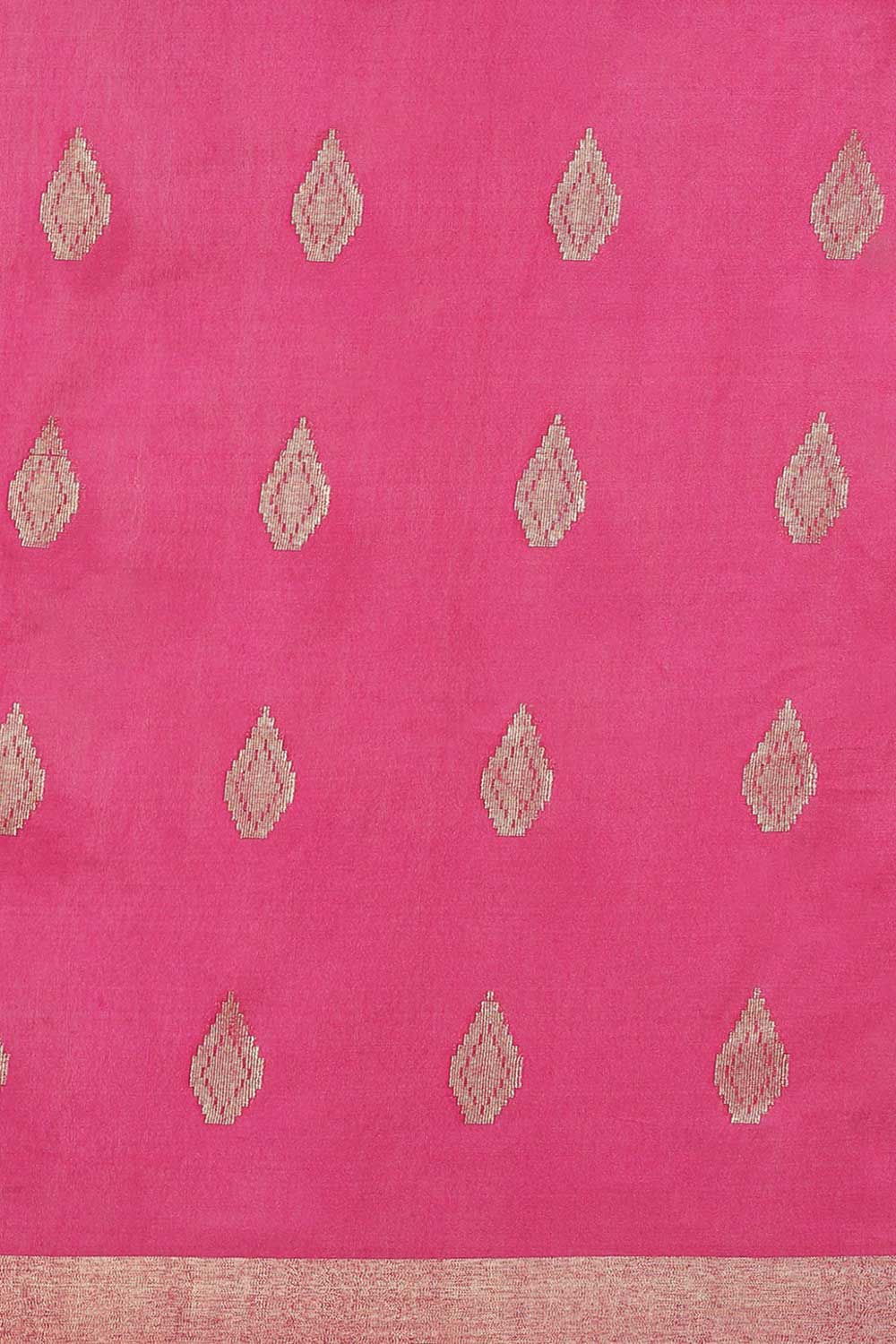 Buy Blended Silk Zari Woven Saree in Pink Online - Front