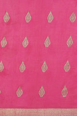 Buy Blended Silk Zari Woven Saree in Pink Online - Front