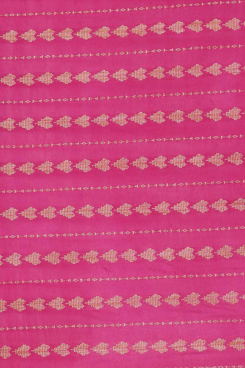 Buy Silk Blend Zari Woven Saree in Pink Online - Front