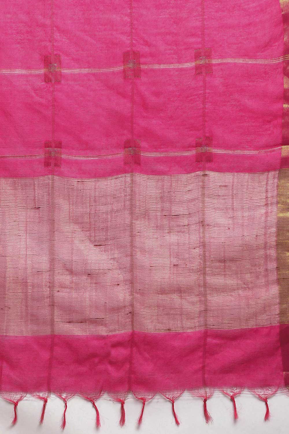 Buy Blended Silk Zari Woven Saree in Pink Online - Side