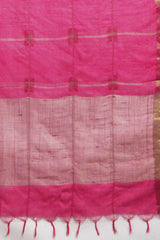 Buy Blended Silk Zari Woven Saree in Pink Online - Side