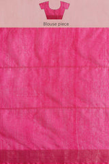 Buy Blended Silk Zari Woven Saree in Pink Online - Zoom Out