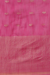 Buy Blended Silk Zari Woven Saree in Pink Online - Front