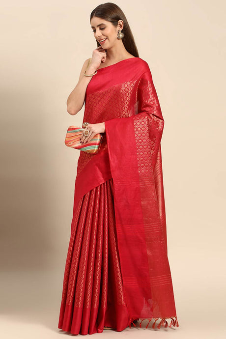 Red Art silk Indian Saree
