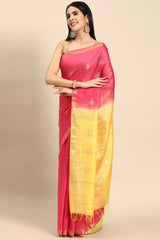 Pink Art Silk Block Saree