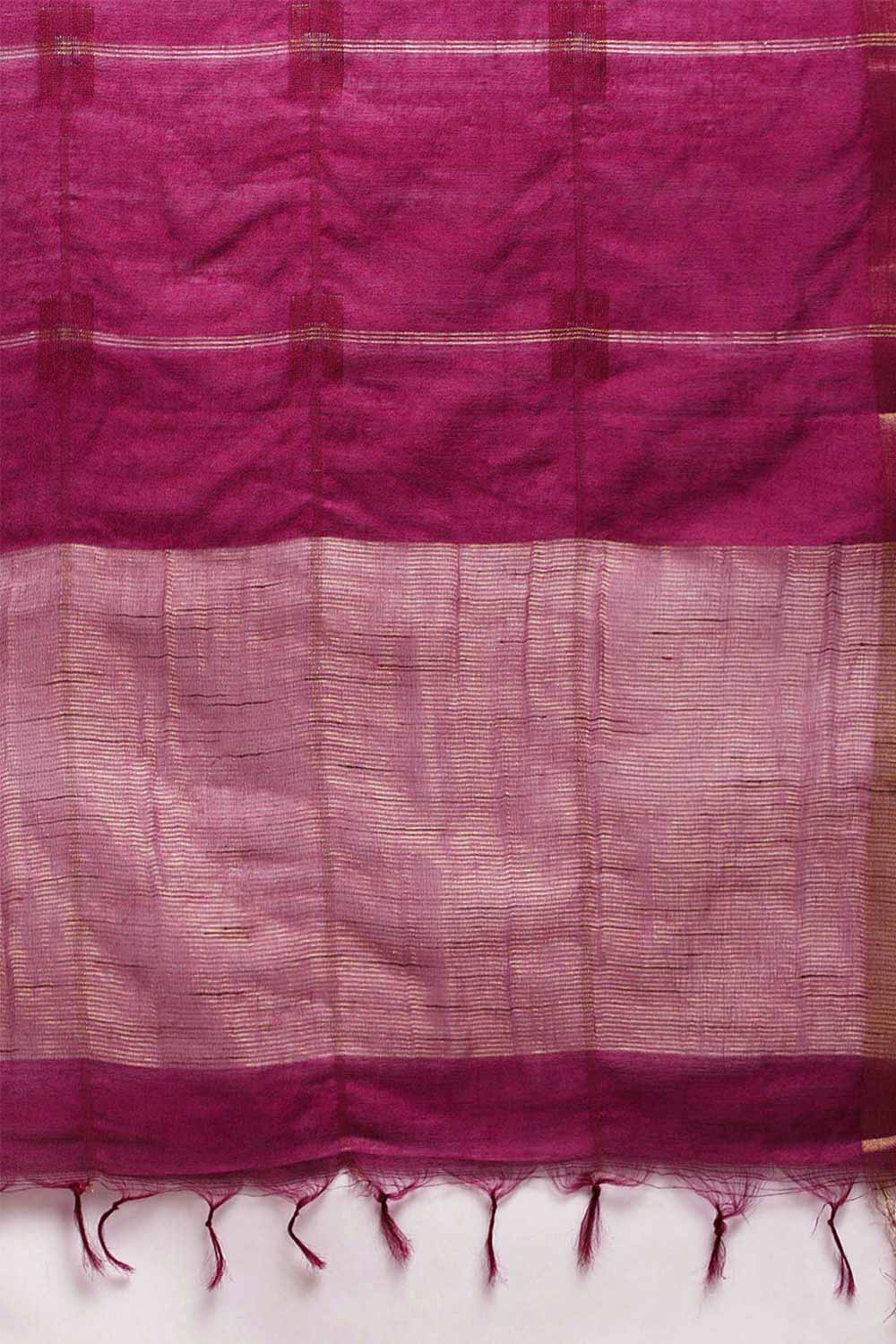 Buy Blended Silk Zari Woven Saree in Purple Online - Side