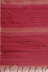 Buy Blended Silk Zari Woven Saree in Maroon Online - Side