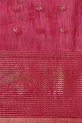 Buy Blended Silk Zari Woven Saree in Magenta Online - Front