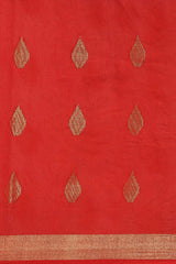 Buy Blended Silk Zari Woven Saree in Red Online - Front