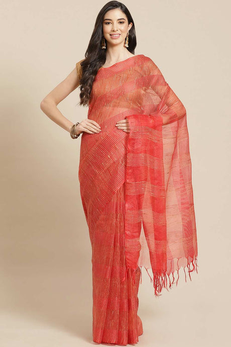 Buy Art Silk Woven Saree in Red Online