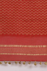 Buy Silk Blend Zari Woven Saree in Red Online - Side