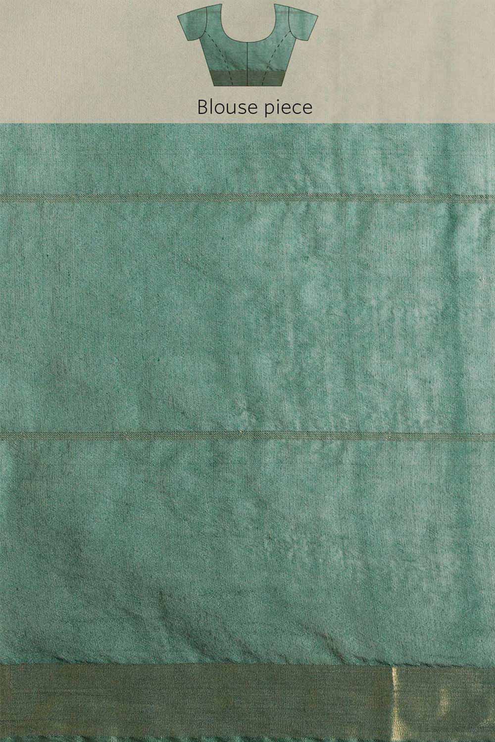 Buy Blended Silk Zari Woven Saree in Dark Green Online - Zoom Out