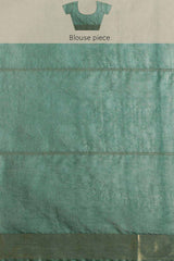 Buy Blended Silk Zari Woven Saree in Dark Green Online - Zoom Out