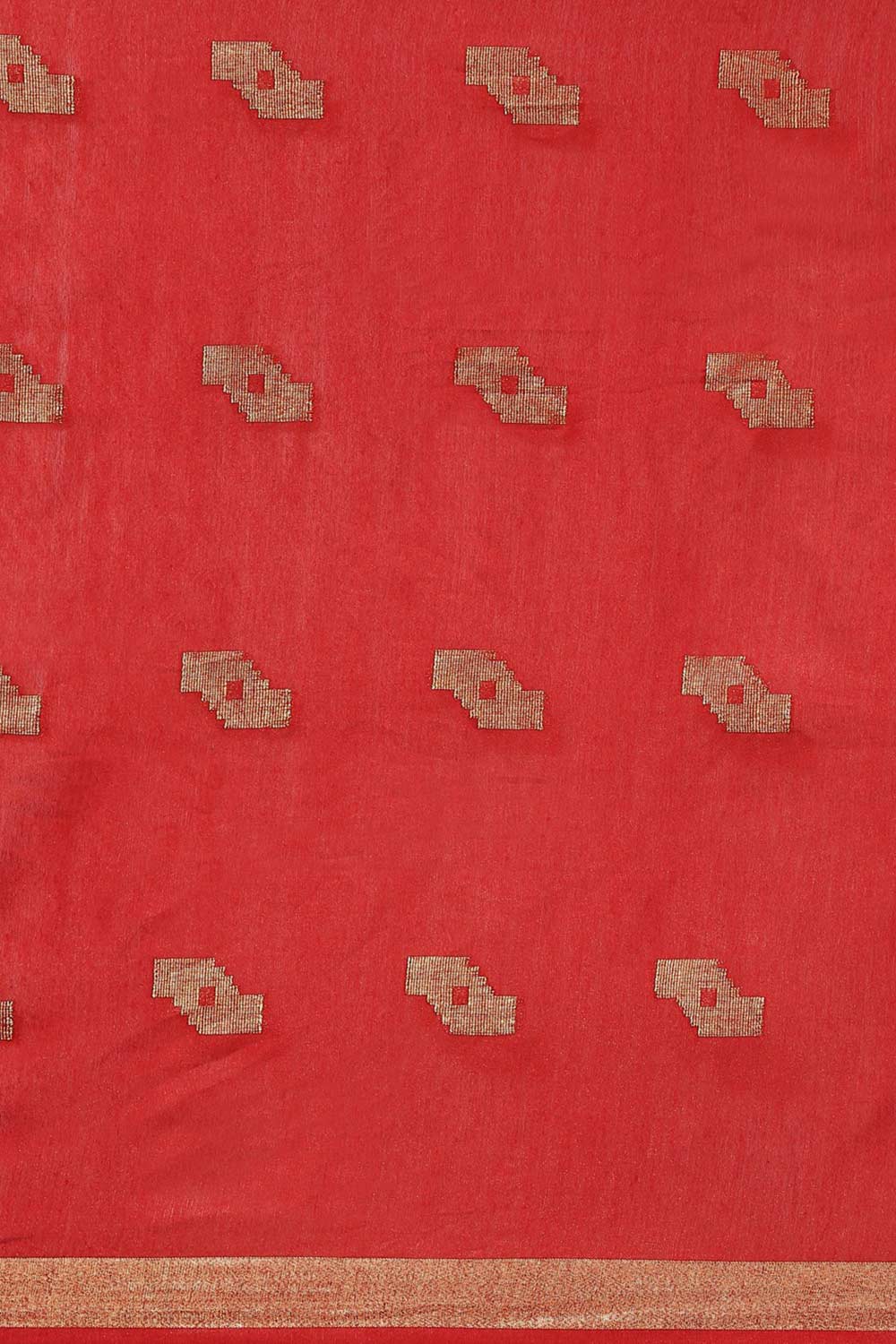 Buy Blended Silk Zari Woven Saree in Red Online - Front