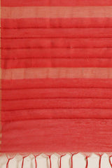 Buy Blended Silk Zari Woven Saree in Red Online - Side