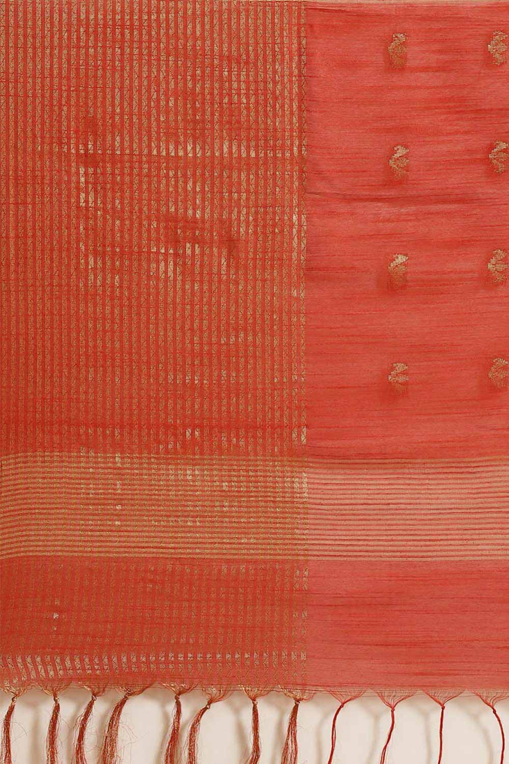 Buy Blended Silk Zari Woven Saree in Red Online - Side