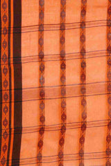 Orange Cotton Block Saree