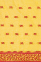 Yellow Cotton Block Saree