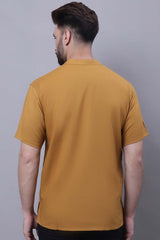 Buy Men's Brown Cotton Solid Short Kurta Top Online - Front