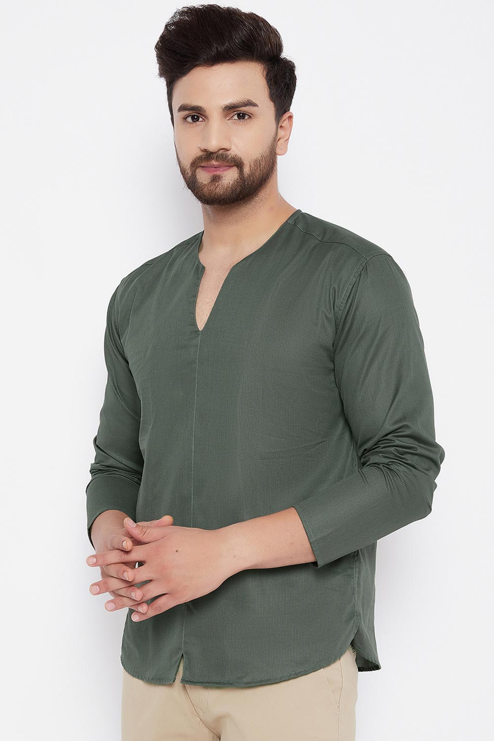 Buy Rayon Solid Kurta in Green Online - Front