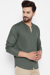 Buy Rayon Solid Kurta in Green Online - Side