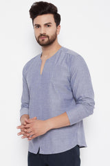 Buy Blended Cotton Solid Kurta in Grey Online - Front