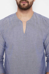 Buy Blended Cotton Solid Kurta in Grey Online - Zoom Out