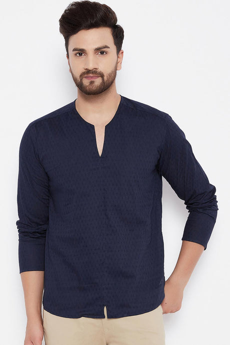 Buy Dupion Woven Kurta in Blue Online