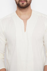 Buy Blended Cotton Solid Kurta in White Online - Zoom Out