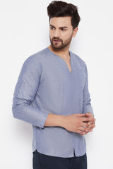 Buy Blended Cotton Woven Kurta in Grey Online - Side